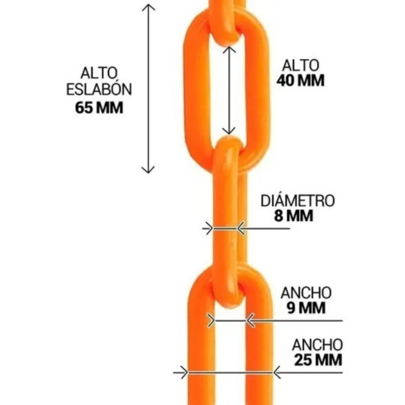 CADENA PLÁSTICA NARANJA VIAL 8x23x49mm (03743) - Imagen 6