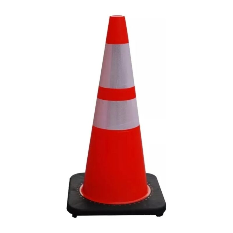 CONO PVC 70cm CON REFLECTIVO Y BASE DE CAUCHO ANTIVUELCO (03685) - Imagen 2