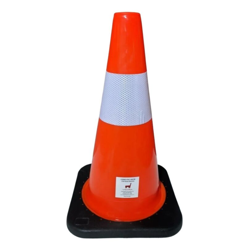 CONO PVC 45cm CON REFLECTIVO Y BASE CAUCHO ANTIVUELCO (03683) - Imagen 2