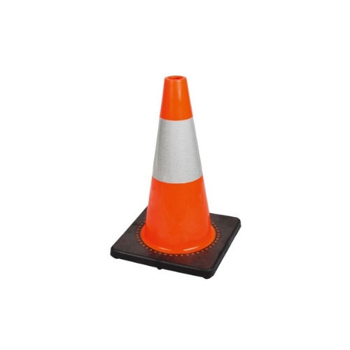 CONO PVC 45cm CON REFLECTIVO Y BASE CAUCHO ANTIVUELCO (03683)