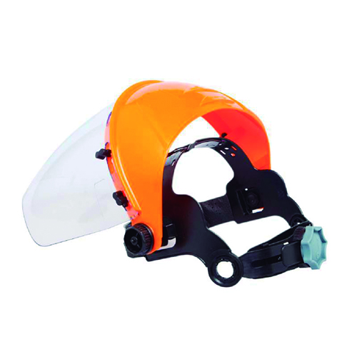 Soporte para protector facial con arnés a cremallera