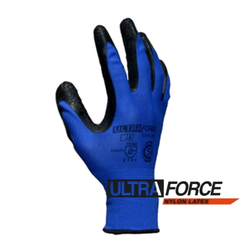 Guante Nylon Latex Corrugado ULTRAFORCE (02304)