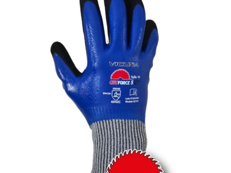 GUANTE VICUÑA PROTECCIÓN AL CORTE CUT5 FORCE NITRILO DOBLE BAÑO